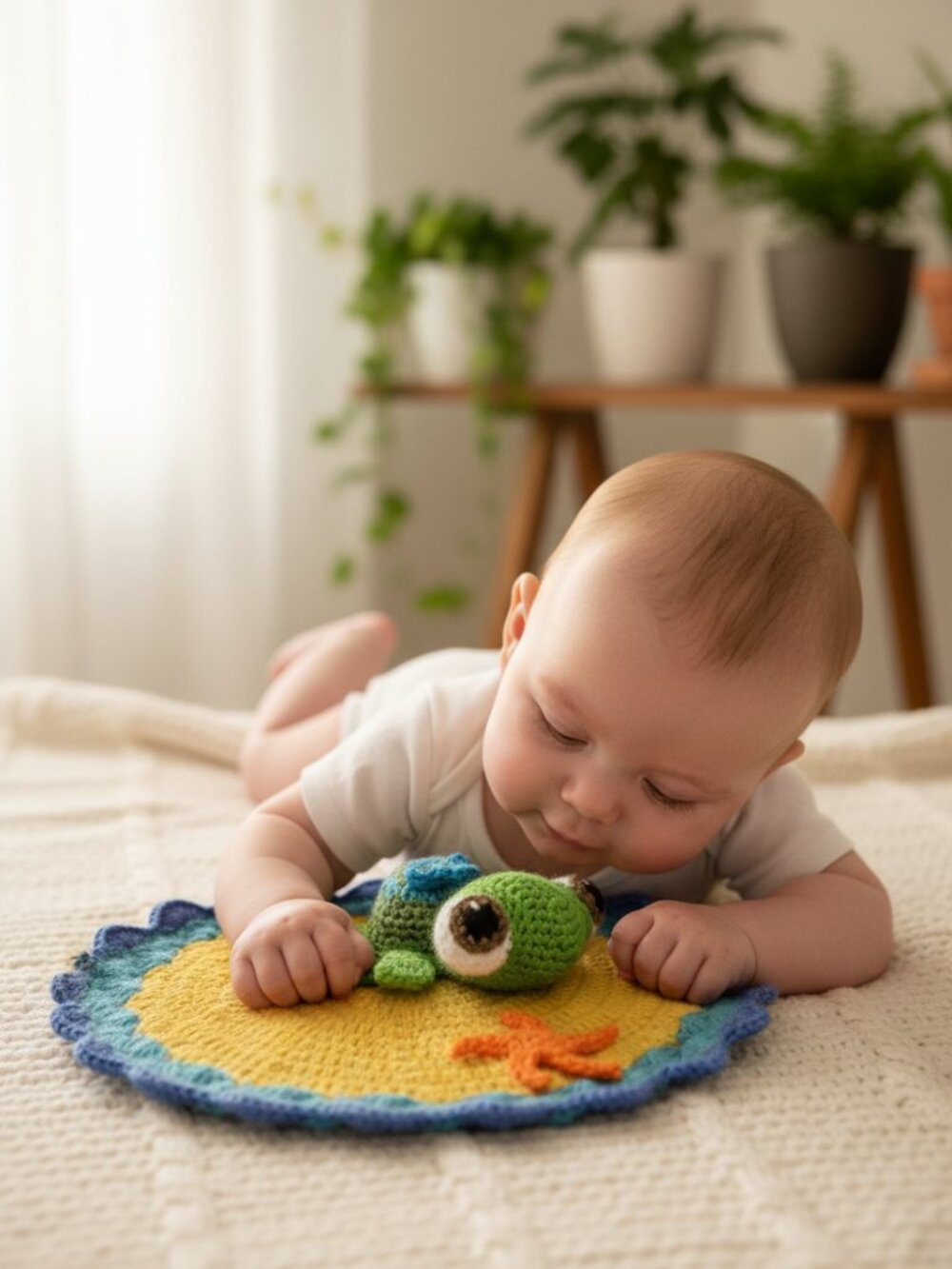 Little Sea Turtle Crochet Lovey | Handmade Infant Sensory Toy | Security Blanket
